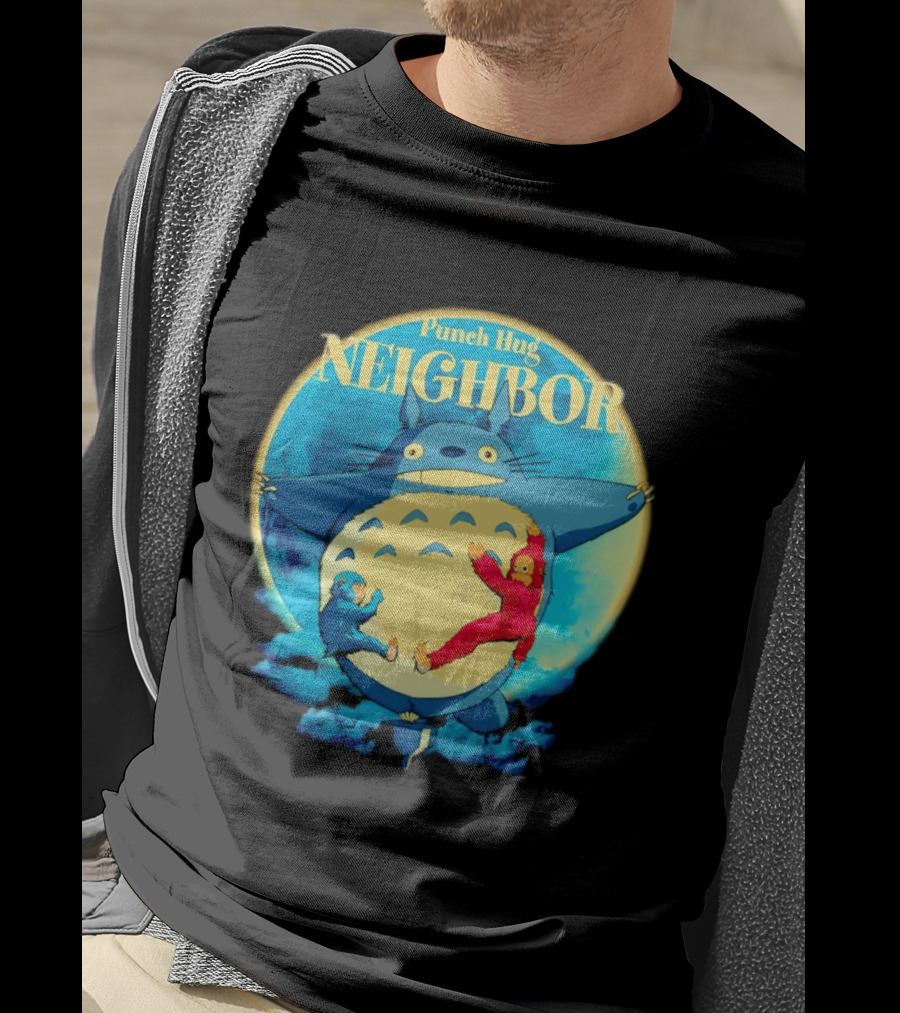 Punch Hug Neighbor Totoro Embrace With Two Punch Monkey T-Shirt