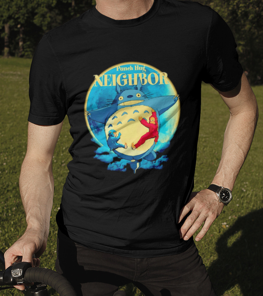 Punch Hug Neighbor Totoro Embrace With Two Punch Monkey T-Shirt