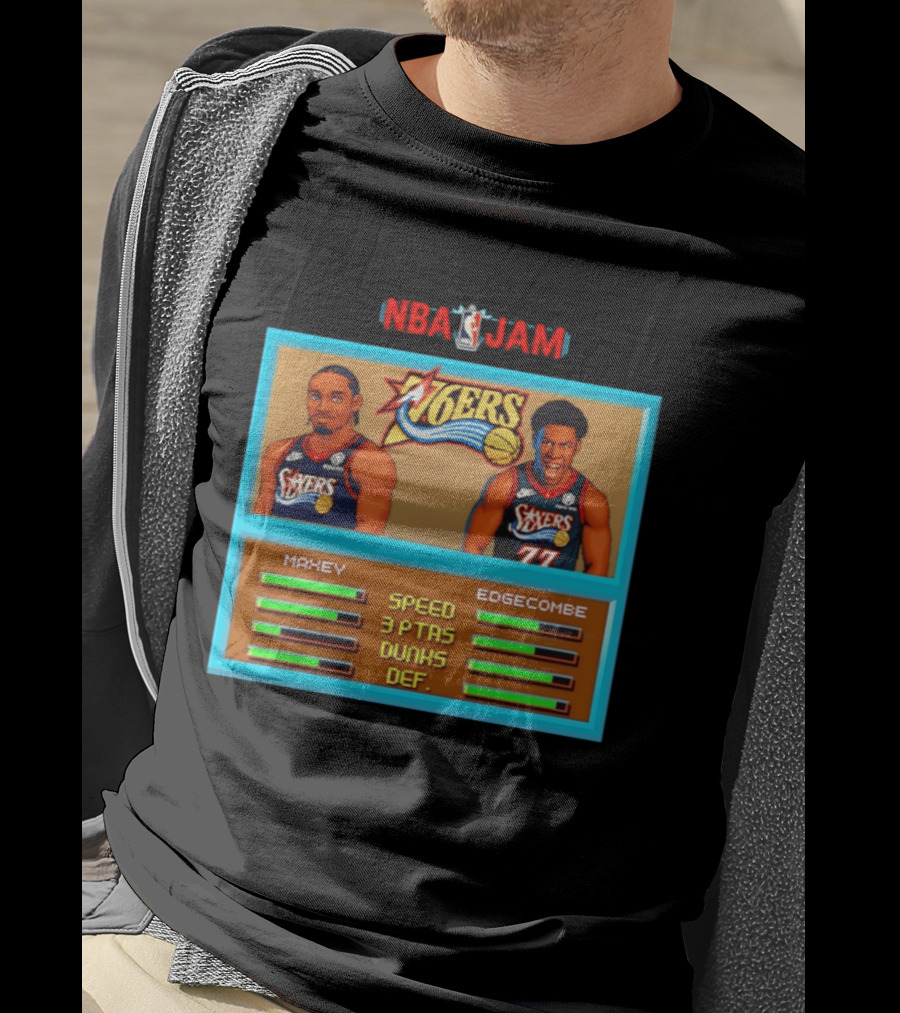 NBA Jam Philadelphia 76ers Maxey Edgecombe Retro Game T-Shirt