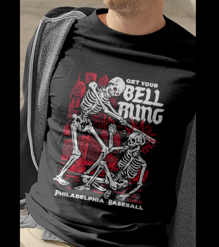 Get Your Bell Rung Philadelphia Baseball Skeleton T-Shirt
