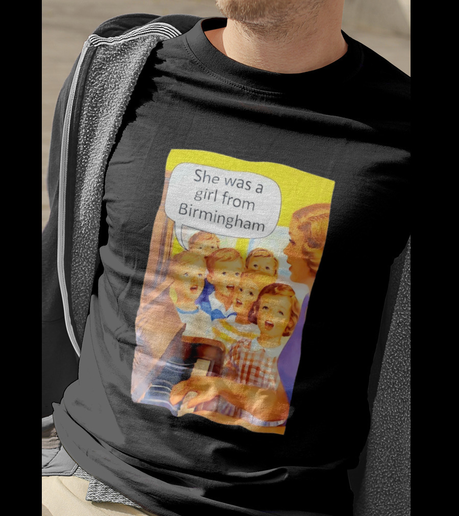 She Was A Girl From Birmingham Retro Comic Style Classroom Scene T-Shirt
