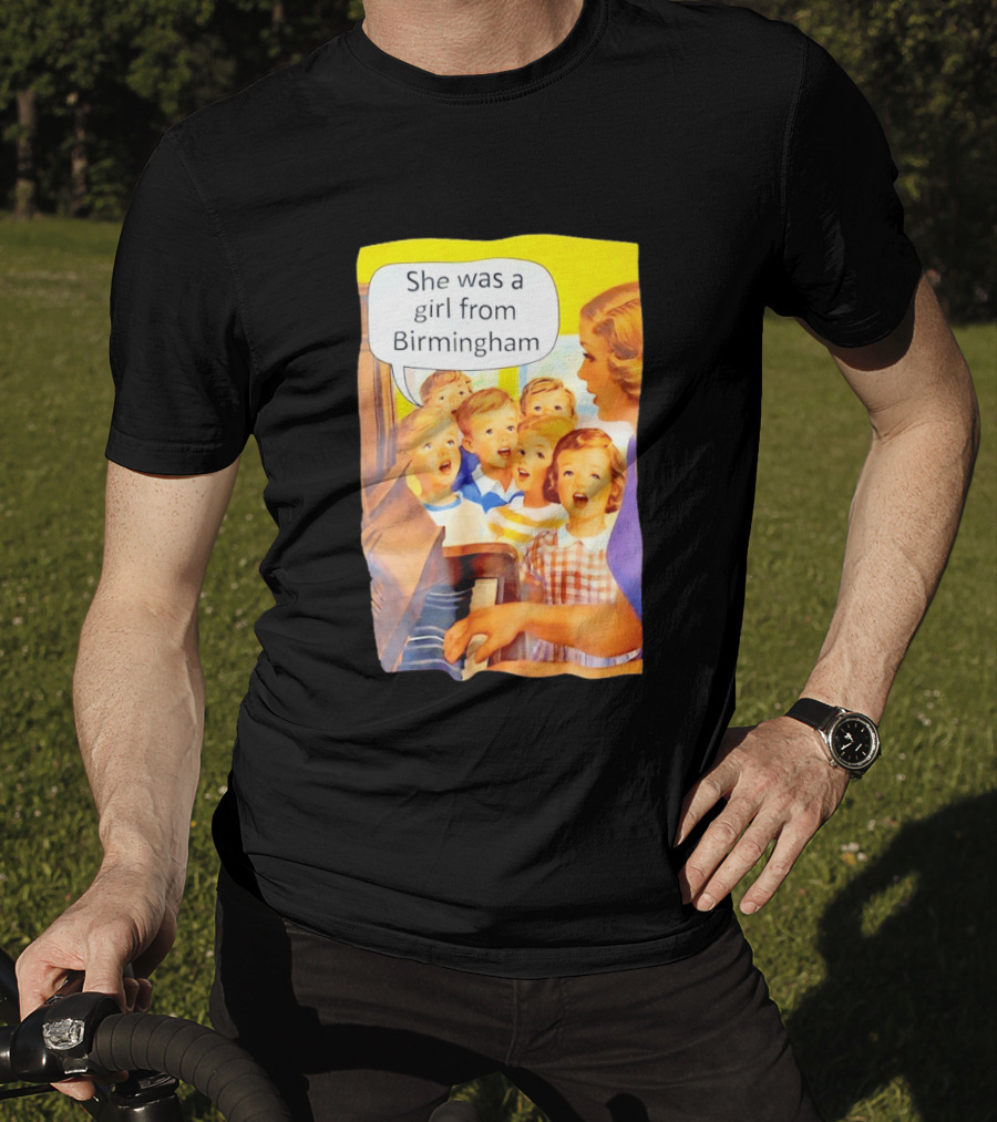 She Was A Girl From Birmingham Retro Comic Style Classroom Scene T-Shirt