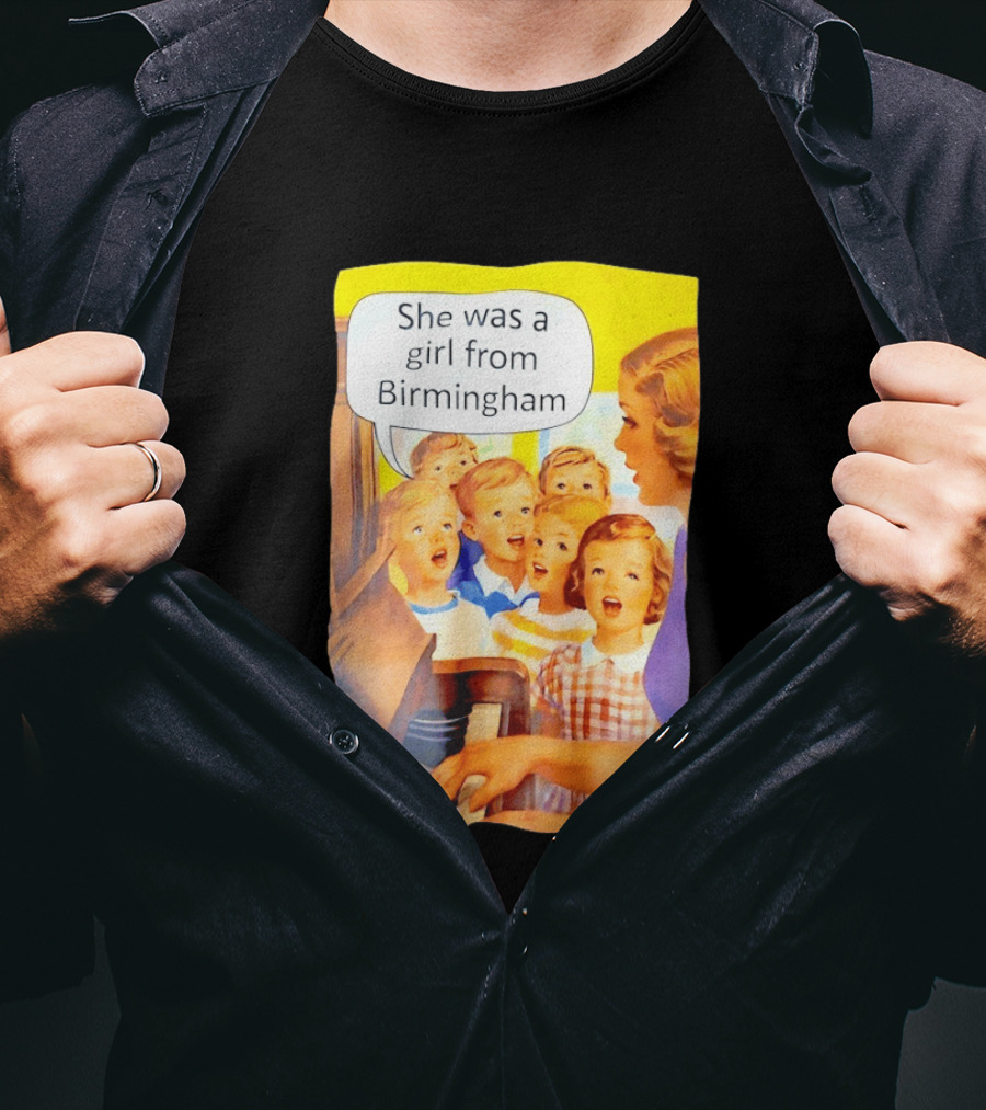 She Was A Girl From Birmingham Retro Comic Style Classroom Scene T-Shirt
