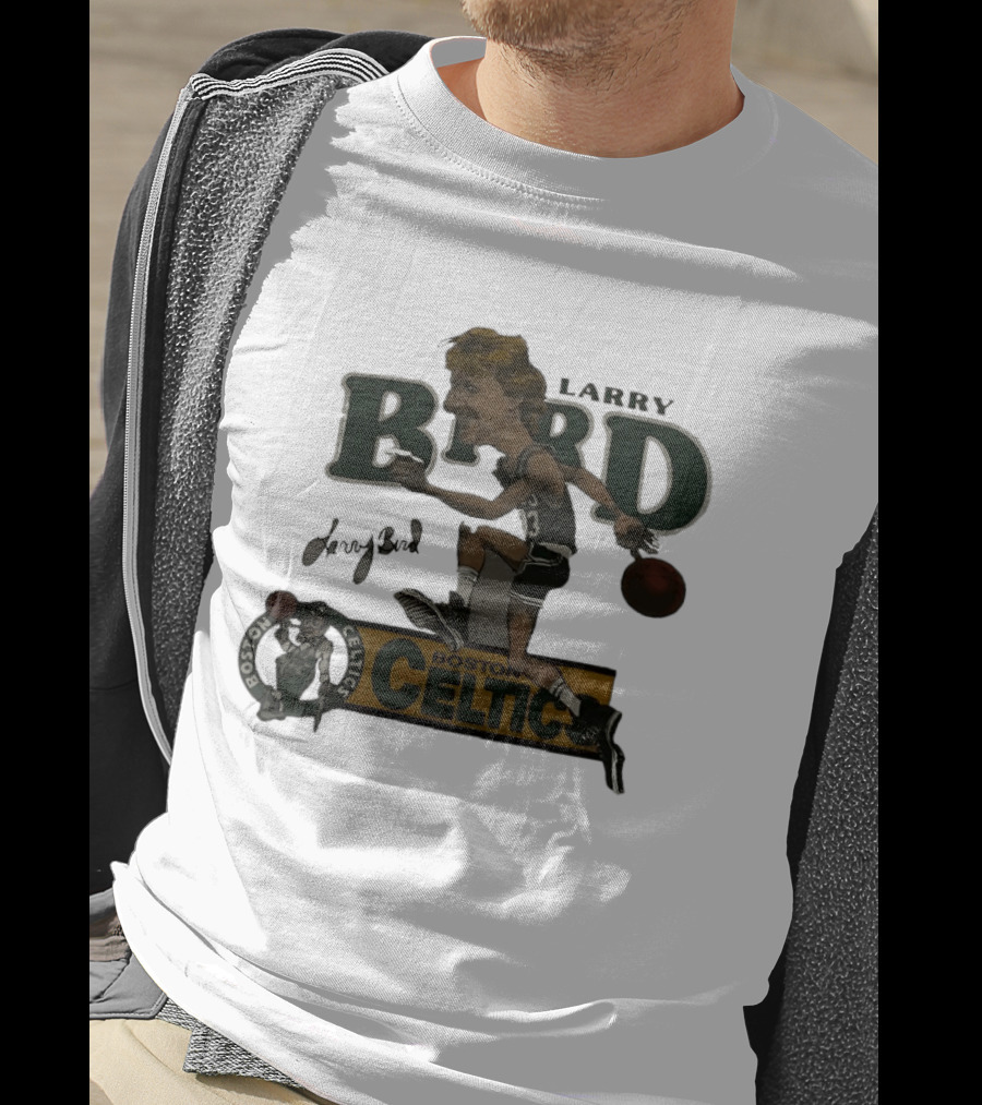 Larry Bird Boston Celtics Caricature Basketball Legends T-Shirt