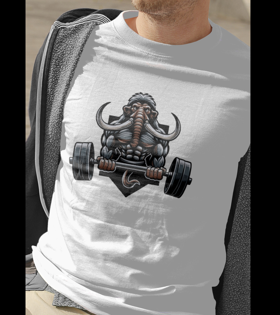 Elephant Weight Lifting Body Builder Mammoth Muscles Strength Fitness T-Shirt