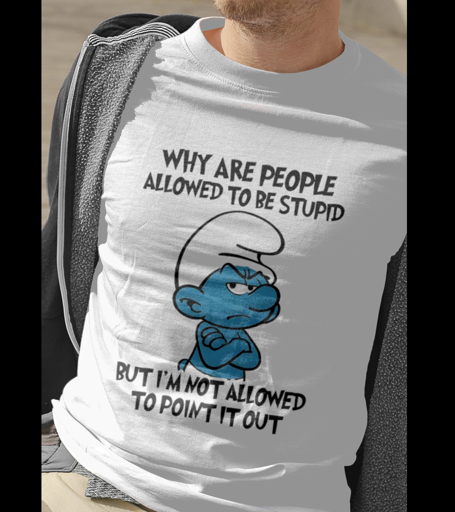 Smurfs Grumpy Character Why Are People Allowed To Be Stupid But I'm Not Allowed To Point It Out T-Shirt