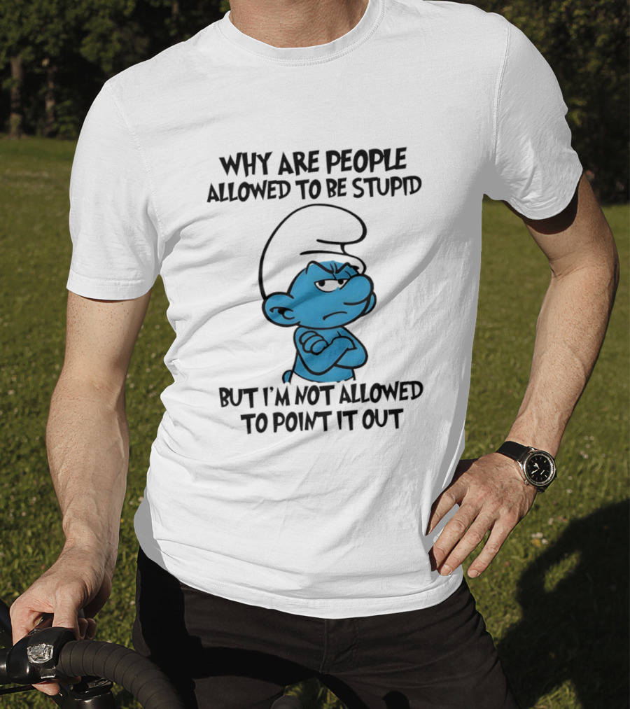 Smurfs Grumpy Character Why Are People Allowed To Be Stupid But I'm Not Allowed To Point It Out T-Shirt