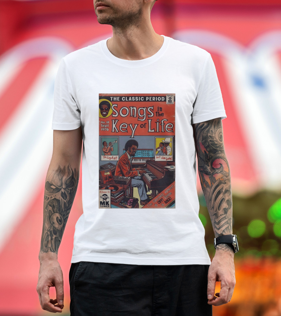The Classic Period Songs In The Key Of Life Sept 1976 Comic Style Music Legend Iconography T-Shirt