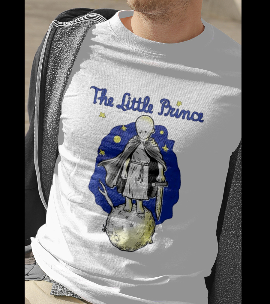 The Little Prince Standing On Asteroid B612 With Stars And Sword T-Shirt