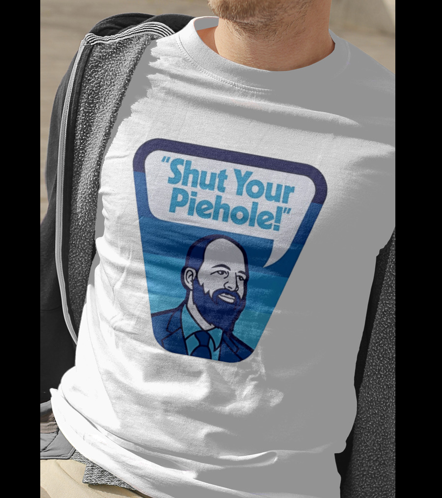 Shut Your Piehole Speech Bubble Blue Suit Beard T-Shirt