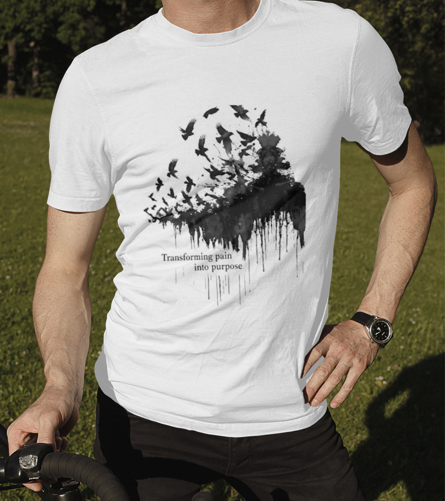 Transforming Pain Into Purpose Motivational Tree Art With Birds In Flight Symbolizing Growth And Healing T-Shirt