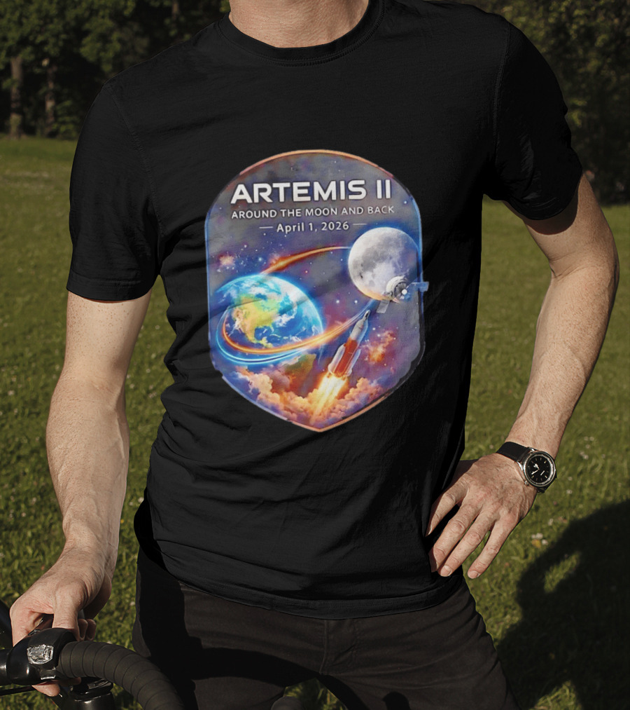 Artemis II Mission April 1 2026 Around The Moon And Back Rocket And Earth T-Shirt
