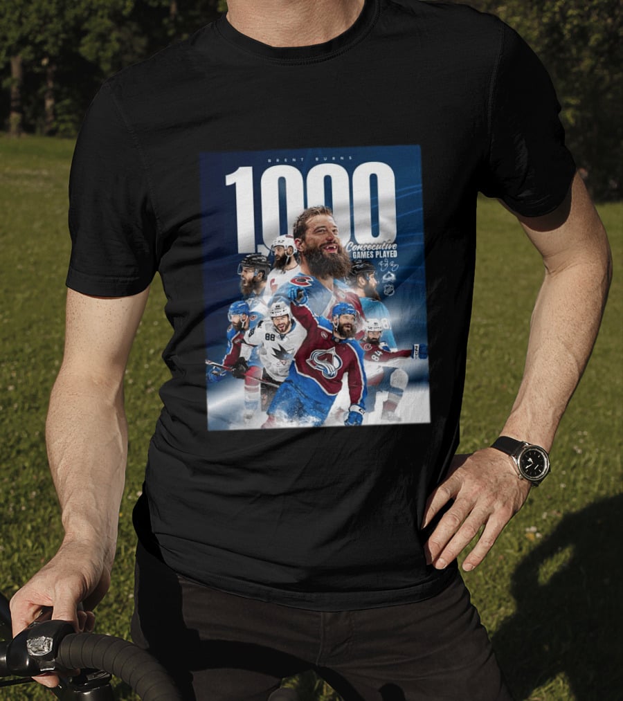 Brent Burns 1000 Consecutive NHL Games Played Colorado Avalanche San Jose Sharks T-Shirt