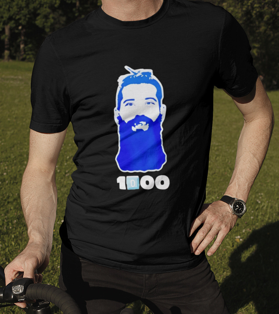 Colorado Avalanche 1000th Milestone Burnzie Blue Beard T-Shirt