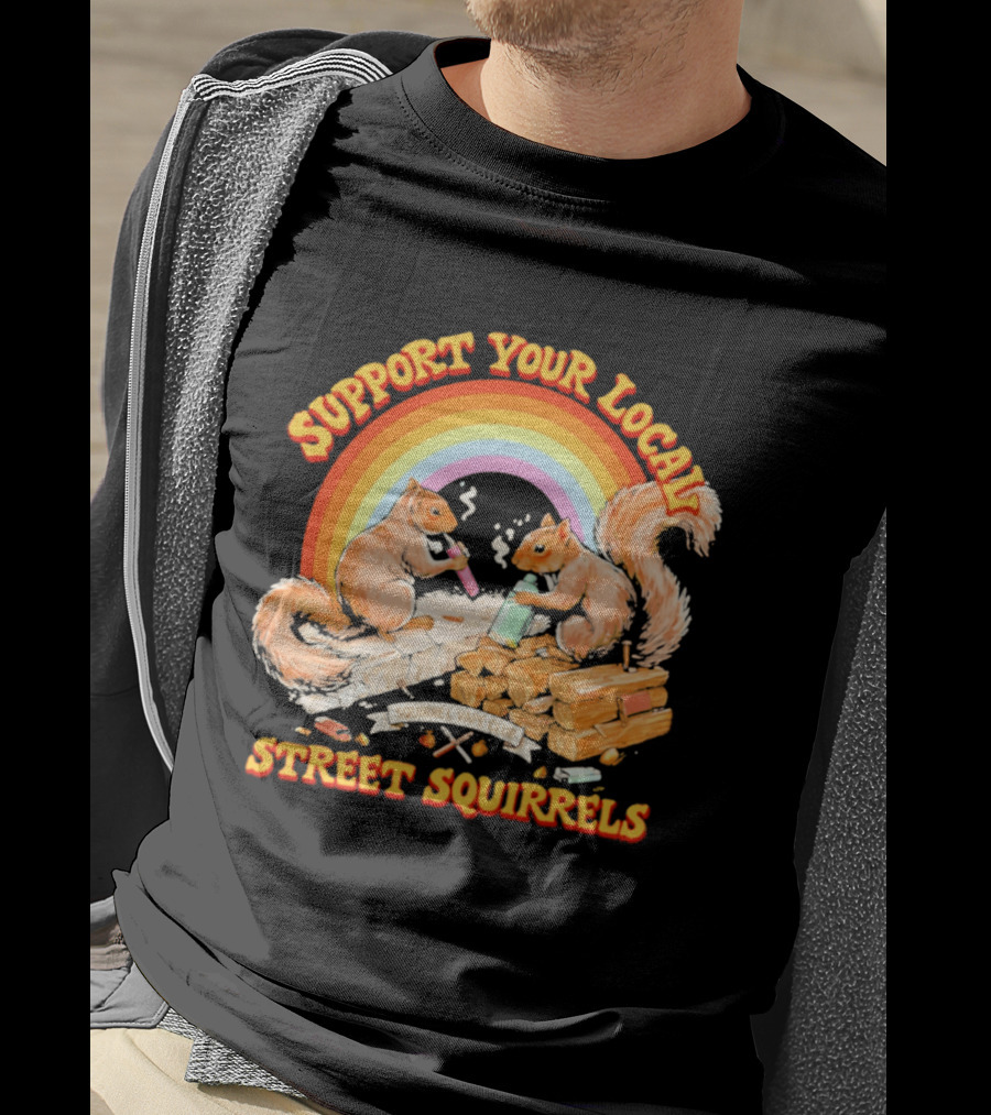 Support Your Local Street Squirrels Rainbow Squirrel Vape Club T-Shirt