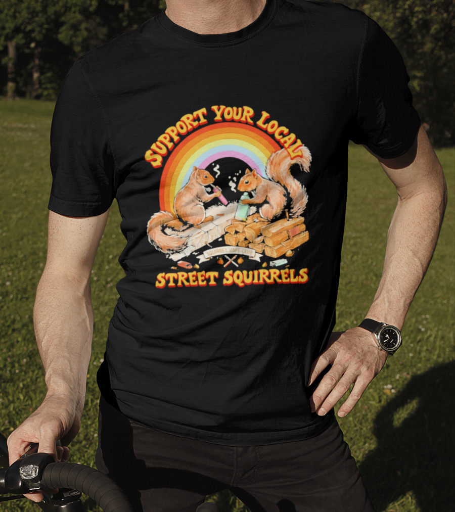 Support Your Local Street Squirrels Rainbow Squirrel Vape Club T-Shirt