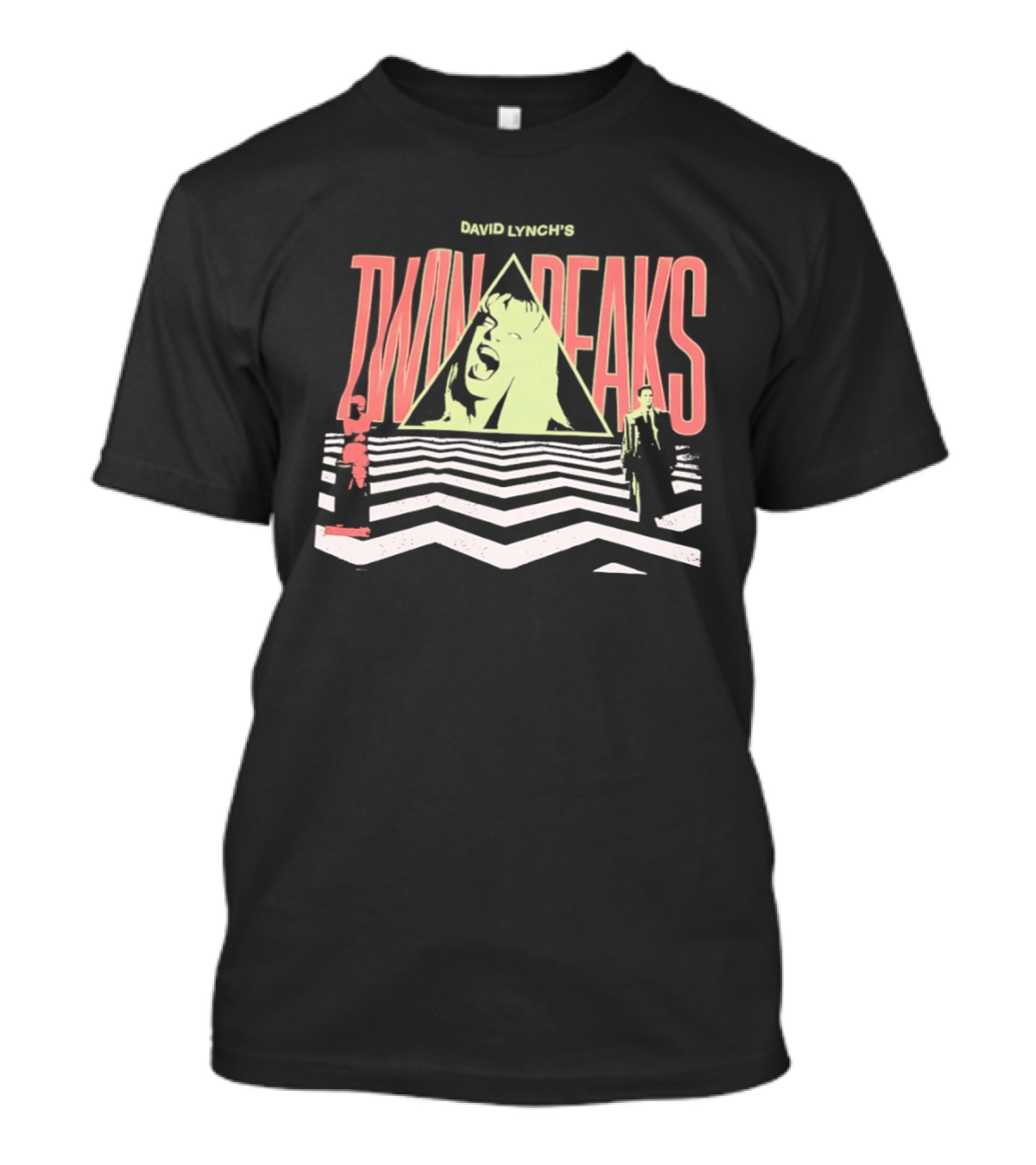 David Lynch Presents Twin Peaks Iconic Zigzag Floor And Character Montage T-Shirt