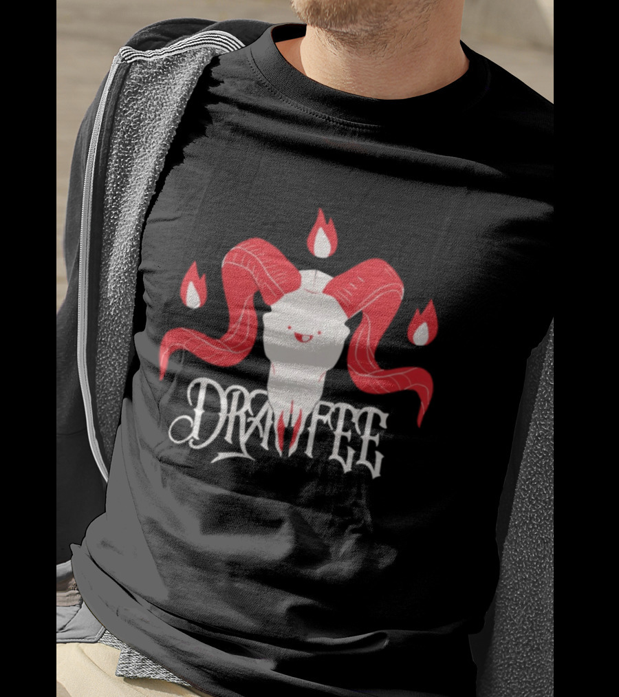 Drawfee Metal Goat Skull Flames T-Shirt