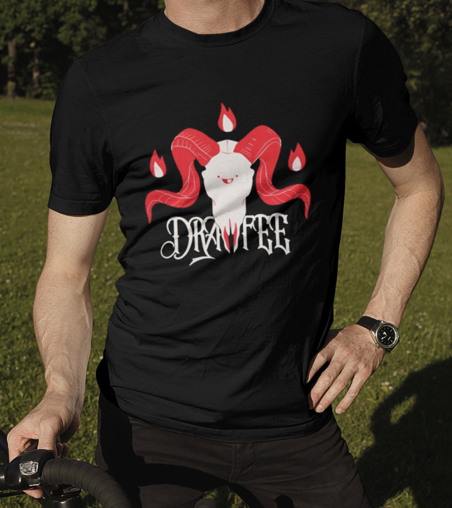Drawfee Metal Goat Skull Flames T-Shirt