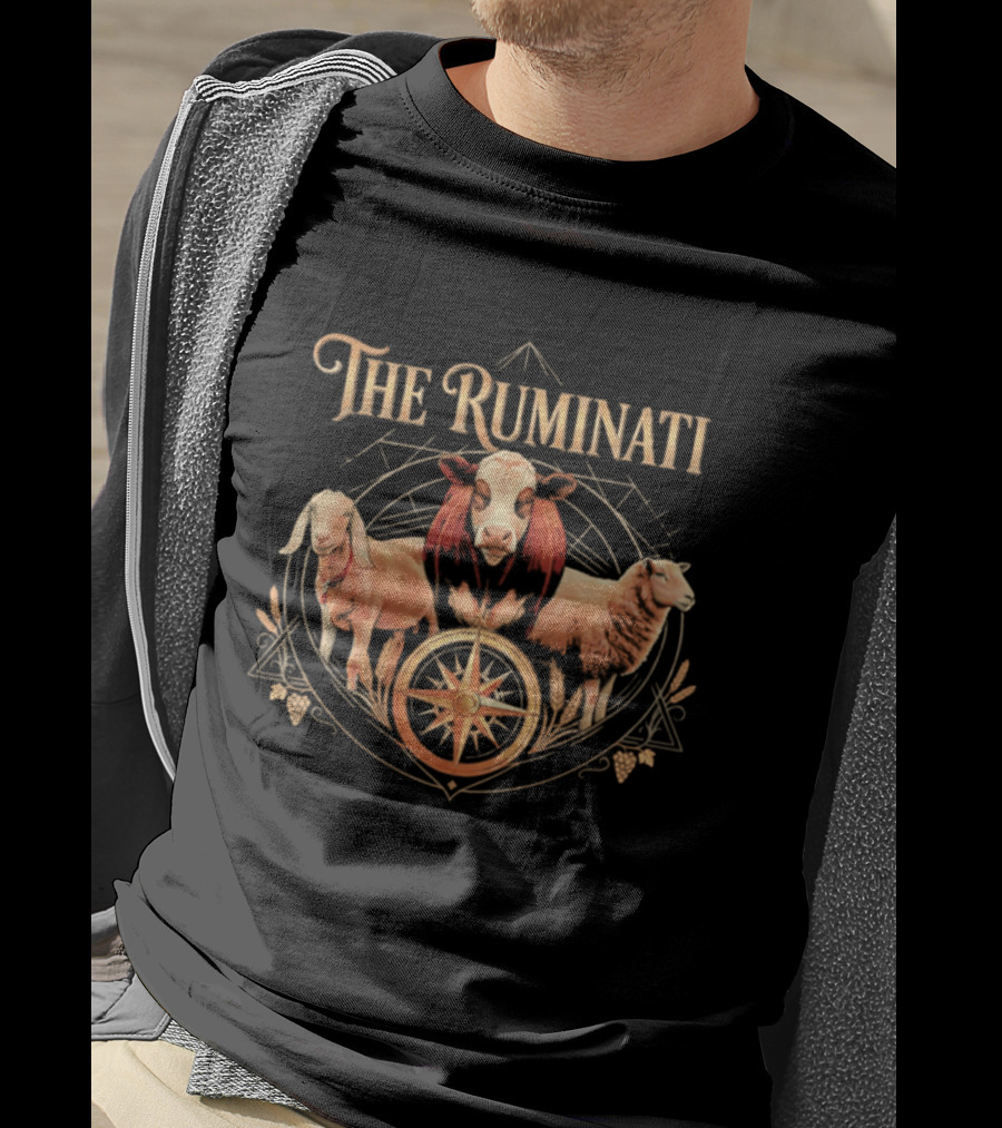 The Ruminati Goat Cow Sheep Conspiracy Triangle With Wheel T-Shirt