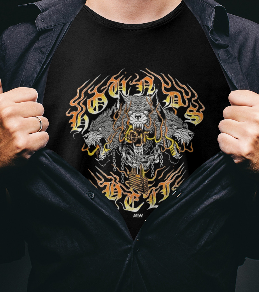 Hounds Of Hell Infernal Flames Skeleton Chains Aesthetic T-Shirt