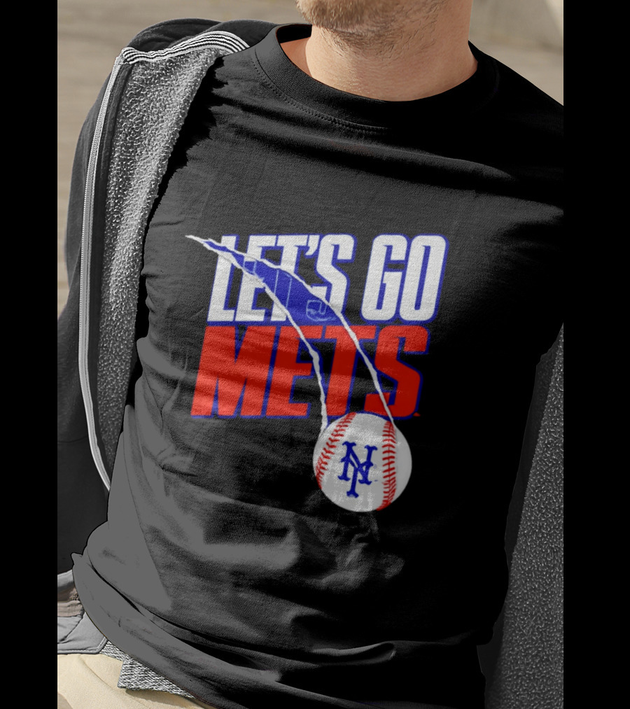 New York Mets Let's Go Mets Baseball Royal Splitter T-Shirt