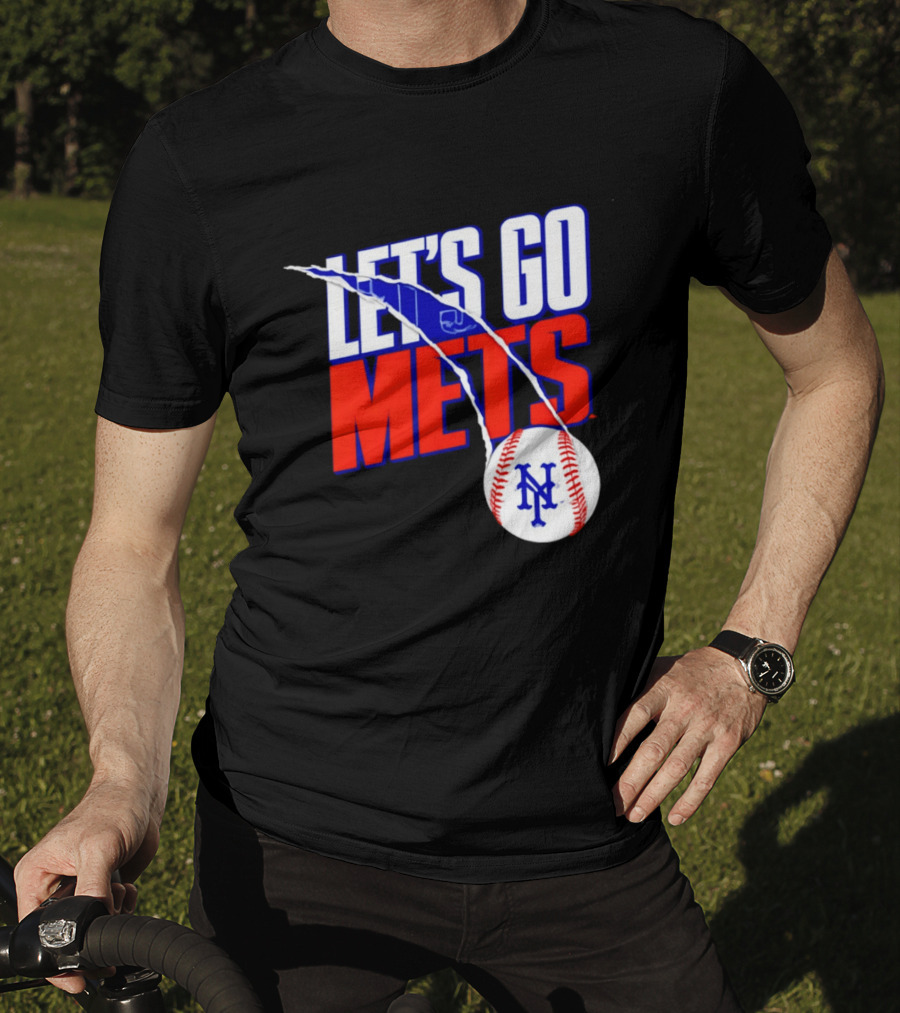 New York Mets Let's Go Mets Baseball Royal Splitter T-Shirt