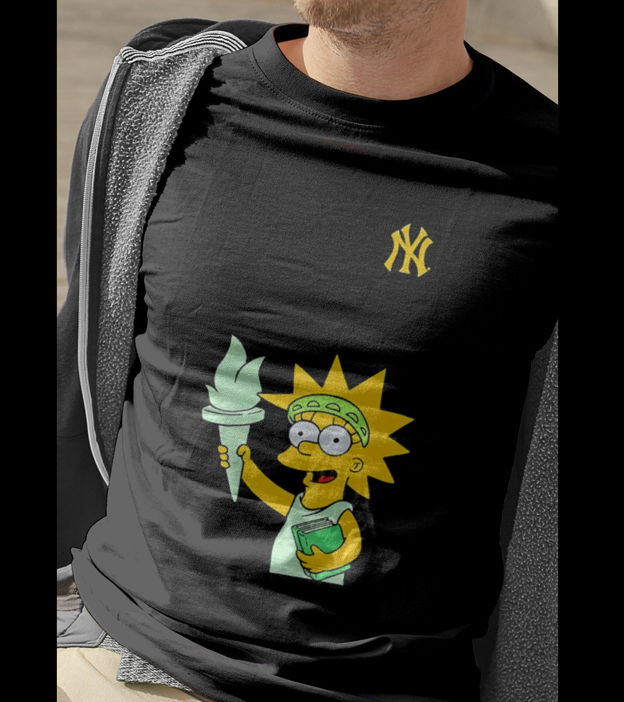 New York Yankees Simpsons Lisa Statue Of Liberty 2026 Iconic Collaboration T-Shirt