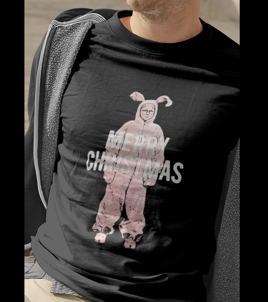 Merry Christmas Ralphie Pink Bunny Costume T-Shirt