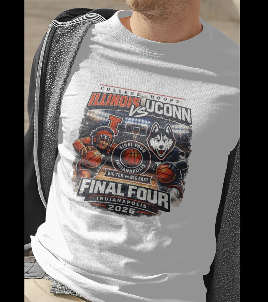 Illinois Fighting Illini Vs UConn Huskies Final Four Indianapolis 2026 Big Ten Vs Big East T-Shirt