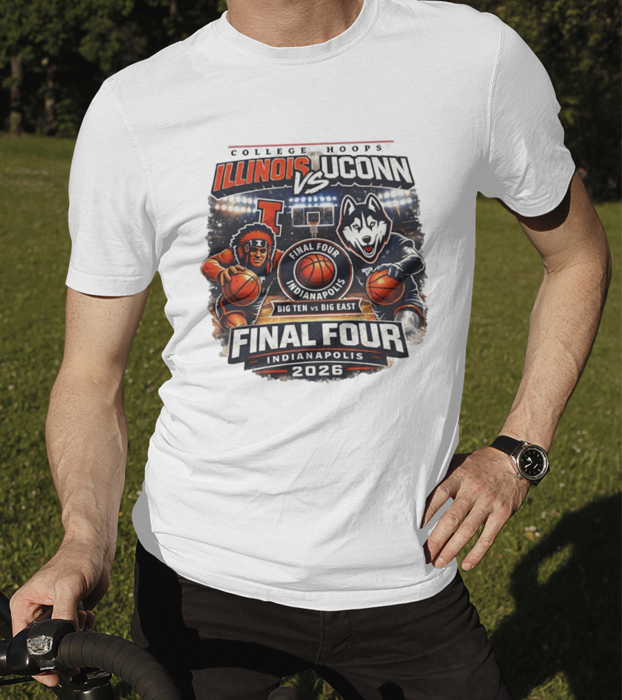 Illinois Fighting Illini Vs UConn Huskies Final Four Indianapolis 2026 Big Ten Vs Big East T-Shirt