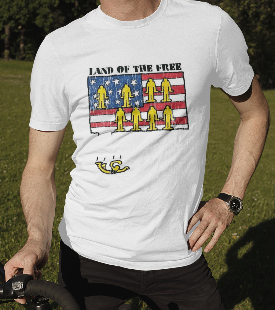 Land Of The Free USA Flag With Yellow Figures And Stars T-Shirt