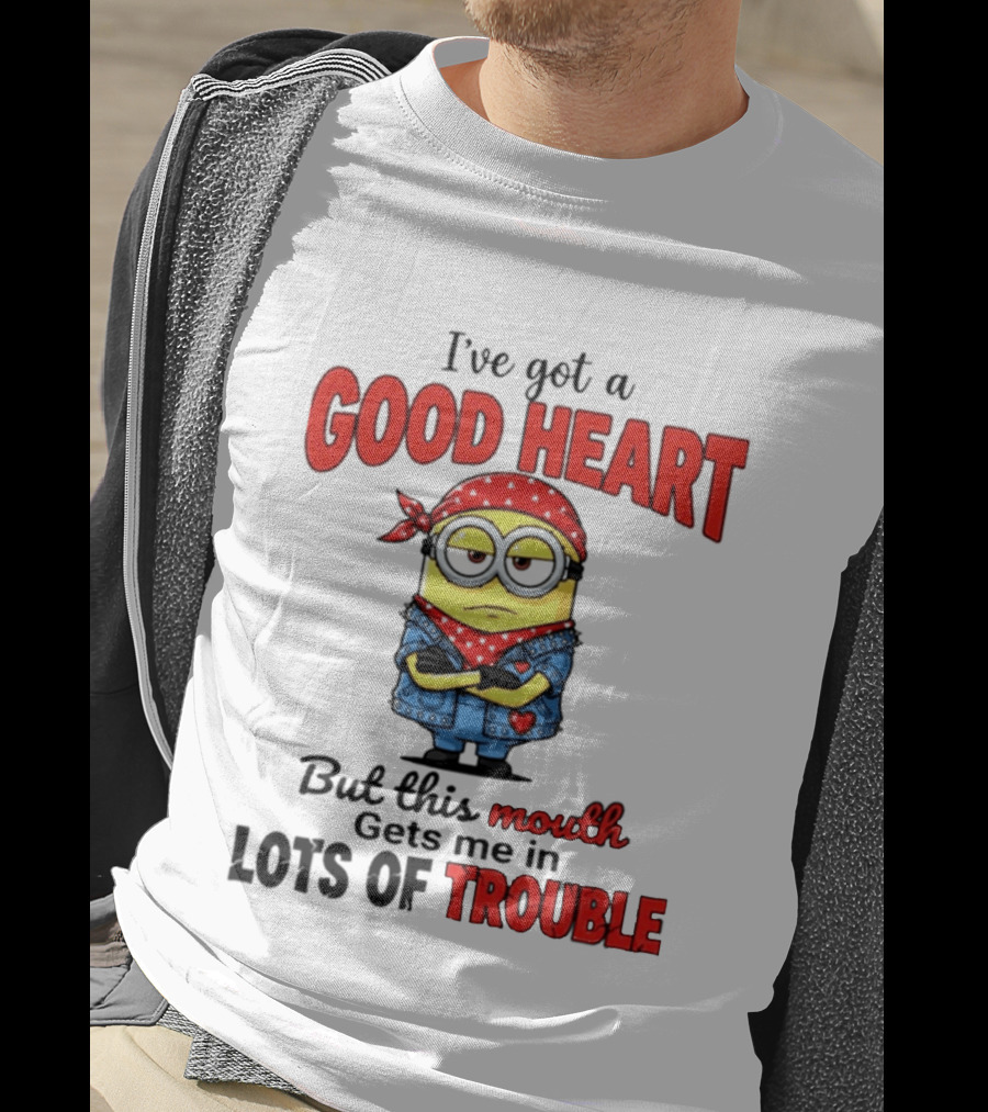 Minion I've Got A Good Heart But This Mouth Gets Me In Lots Of Trouble T-Shirt