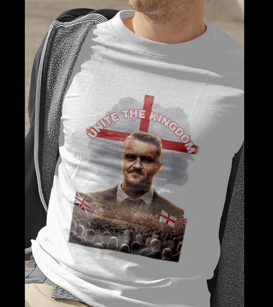 Unite The Kingdom Tommy Robinson England Flag Crowd T-Shirt