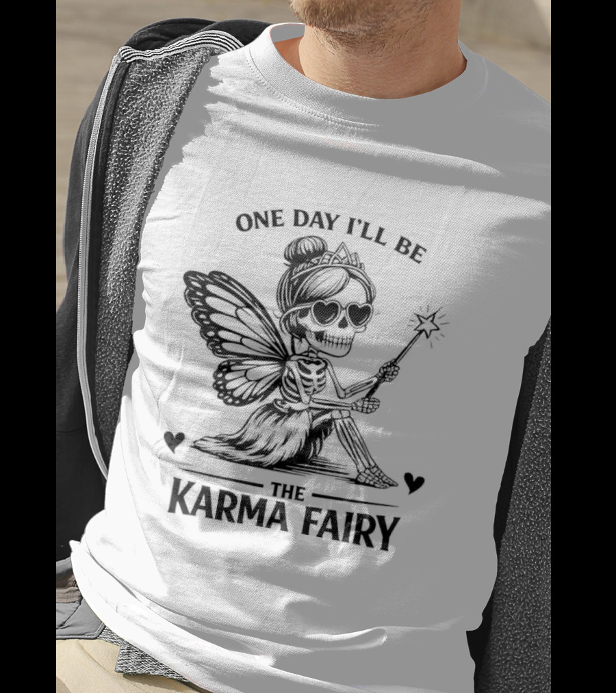 One Day I'll Be The Karma Fairy Skeleton Magic Wand Wings T-Shirt