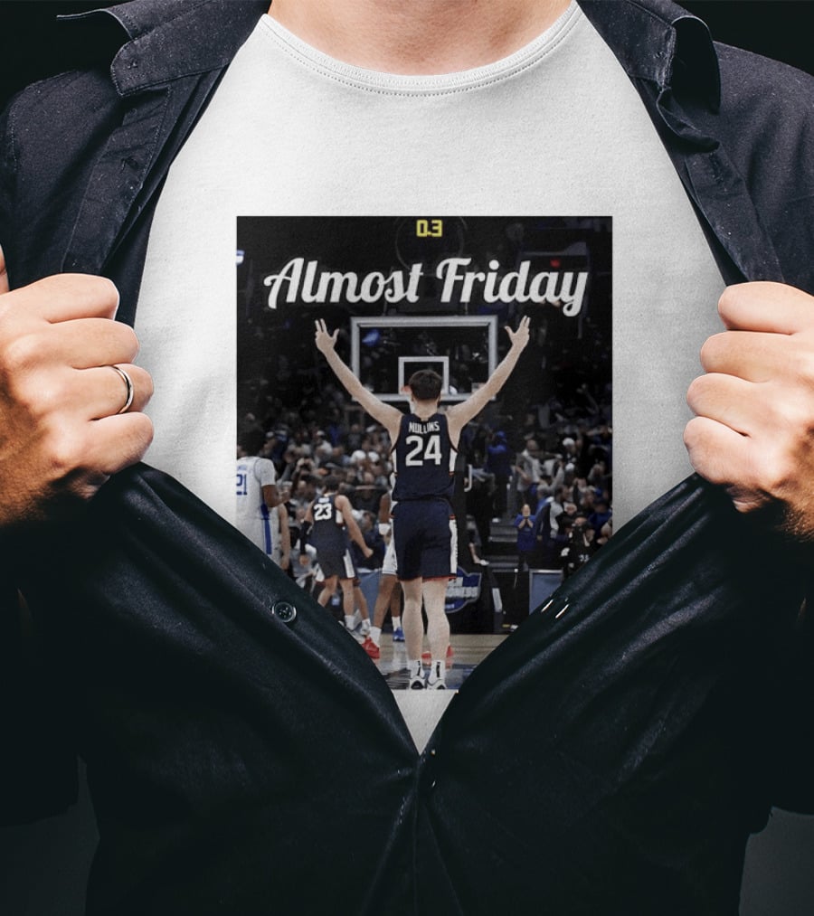 UConn Huskies March Madness Almost Friday Basketball Court Triumph T-Shirt