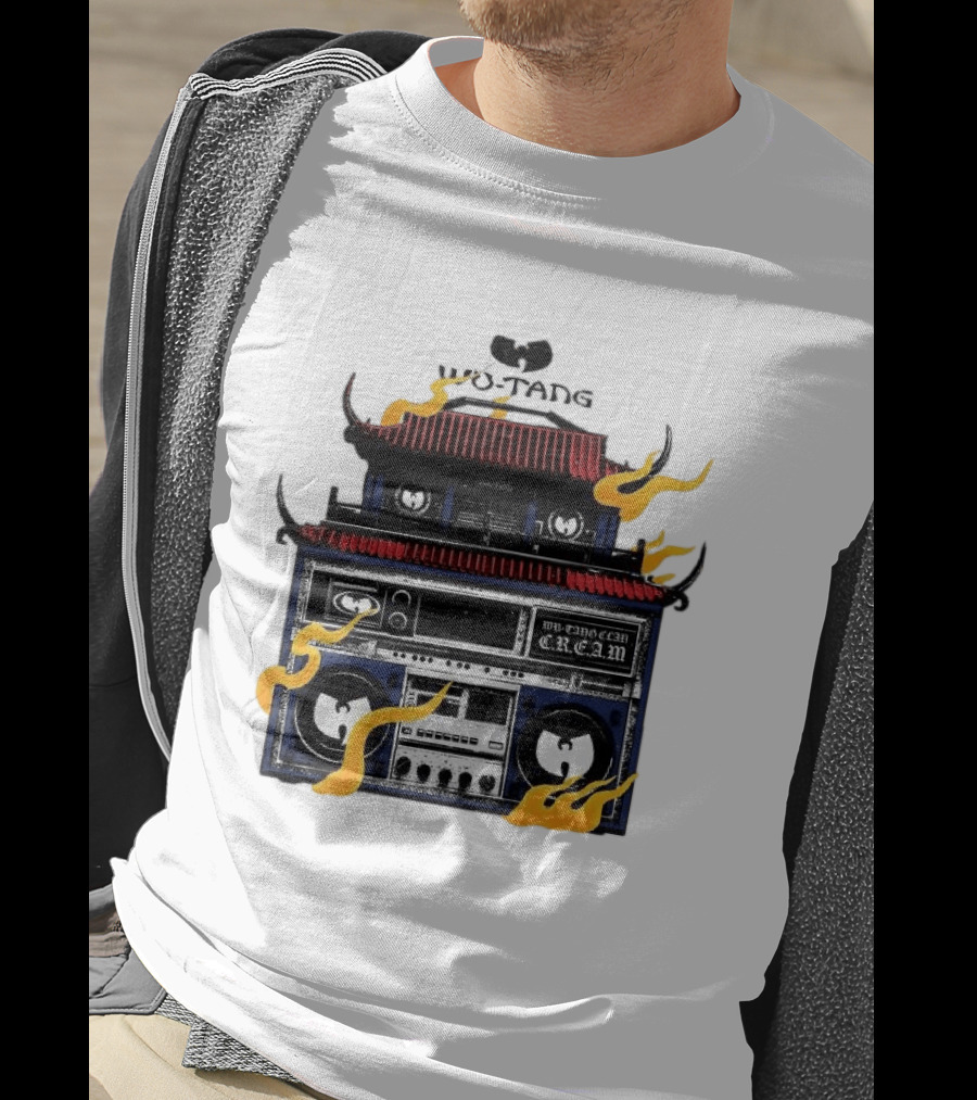 Wu Tang PRNT Boombox C.R.E.A.M. Flames Chinese Temple Style Audio T-Shirt