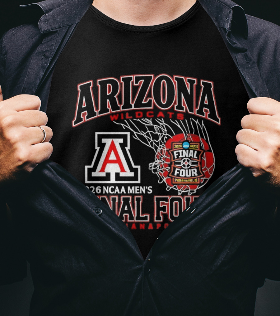 Arizona Wildcats 2026 NCAA Men's Final Four Indianapolis Basketball Hoops Action T-Shirt