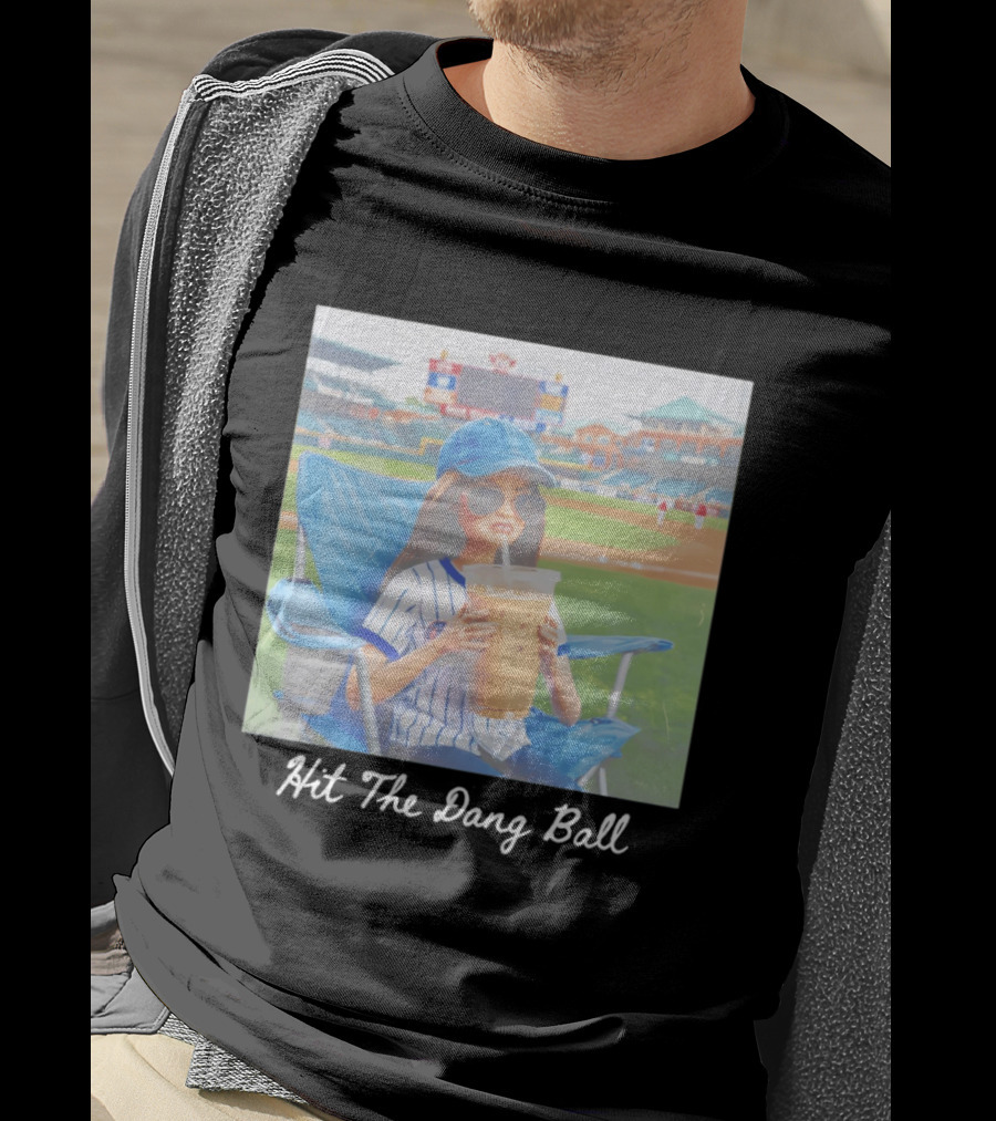Barbie Ballfield Dark Hit The Dang Ball Baseball Stadium Scene With Player And Large Drink T-Shirt