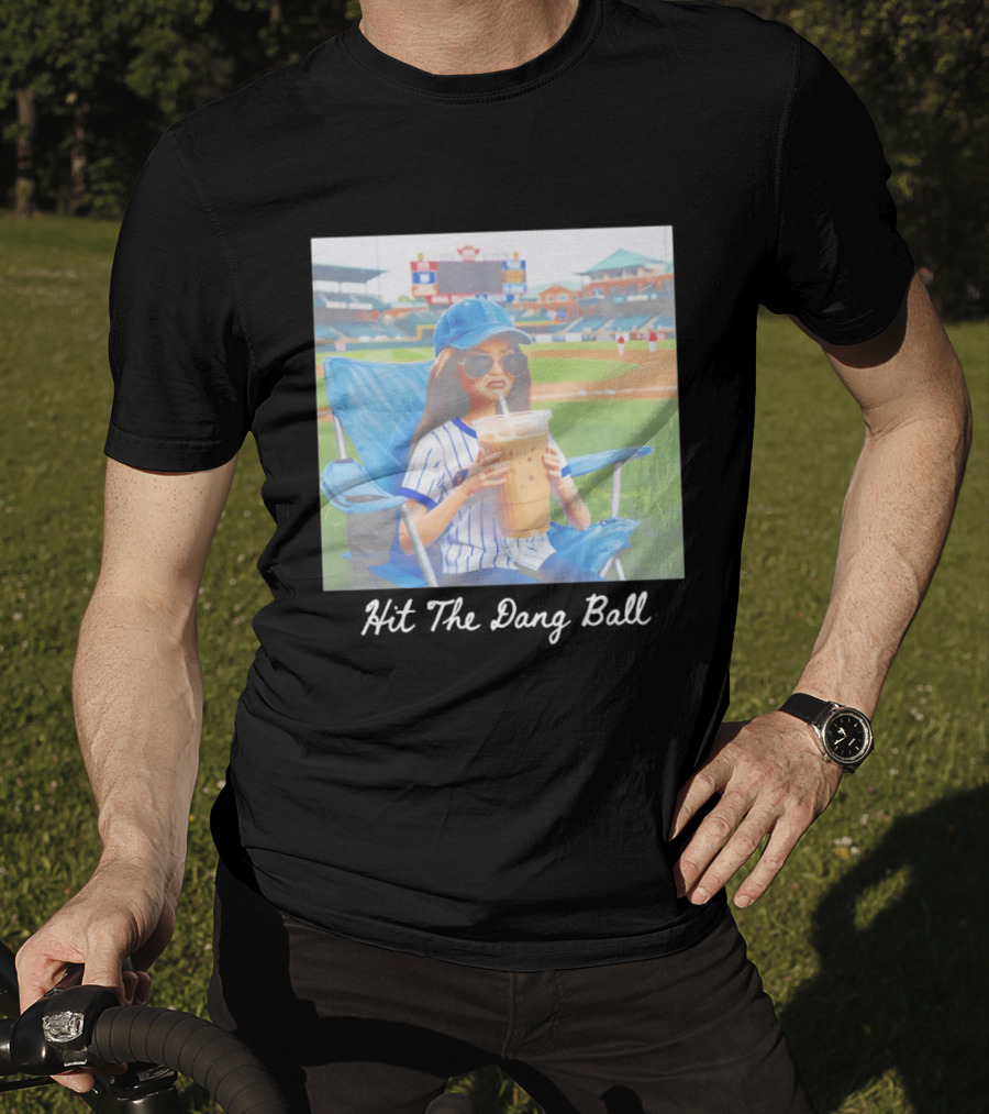 Barbie Ballfield Dark Hit The Dang Ball Baseball Stadium Scene With Player And Large Drink T-Shirt