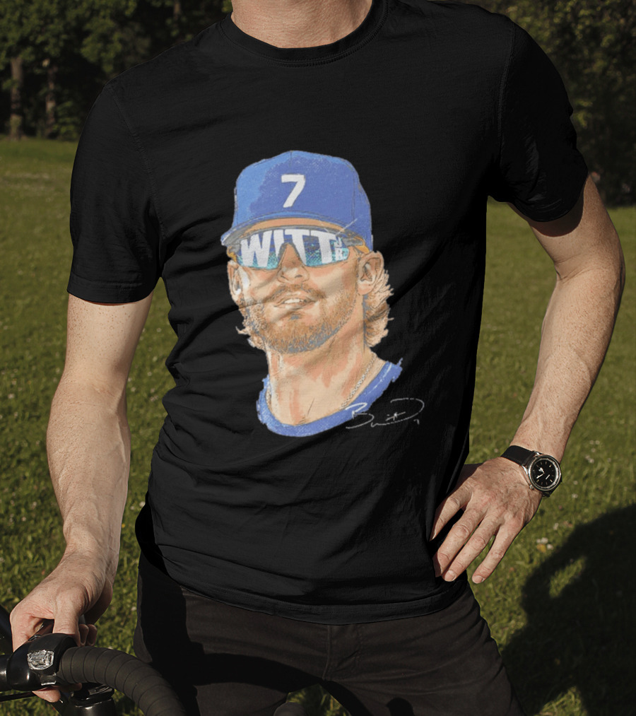 Bobby Witt Jr Kansas City Royals Sunglasses Blue Cap Number 7 T-Shirt