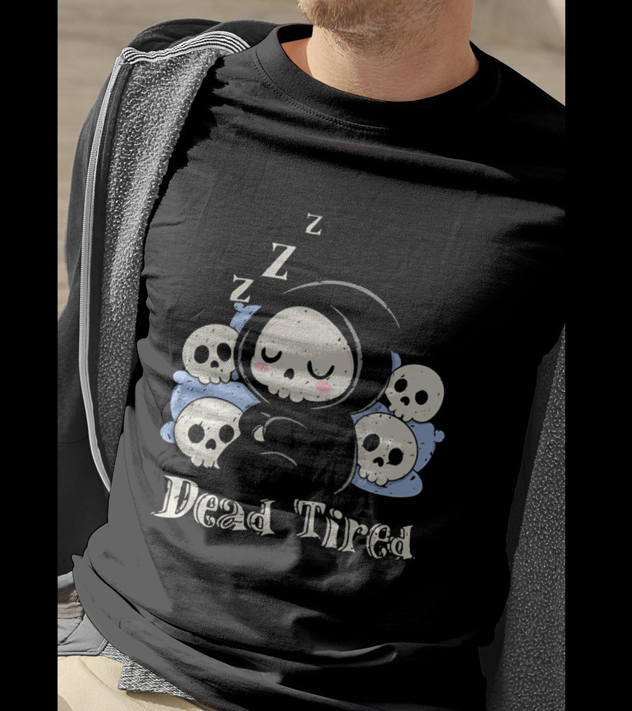 Grim Reaper Sleeping Among Skulls Dead Tired With ZZZ T-Shirt
