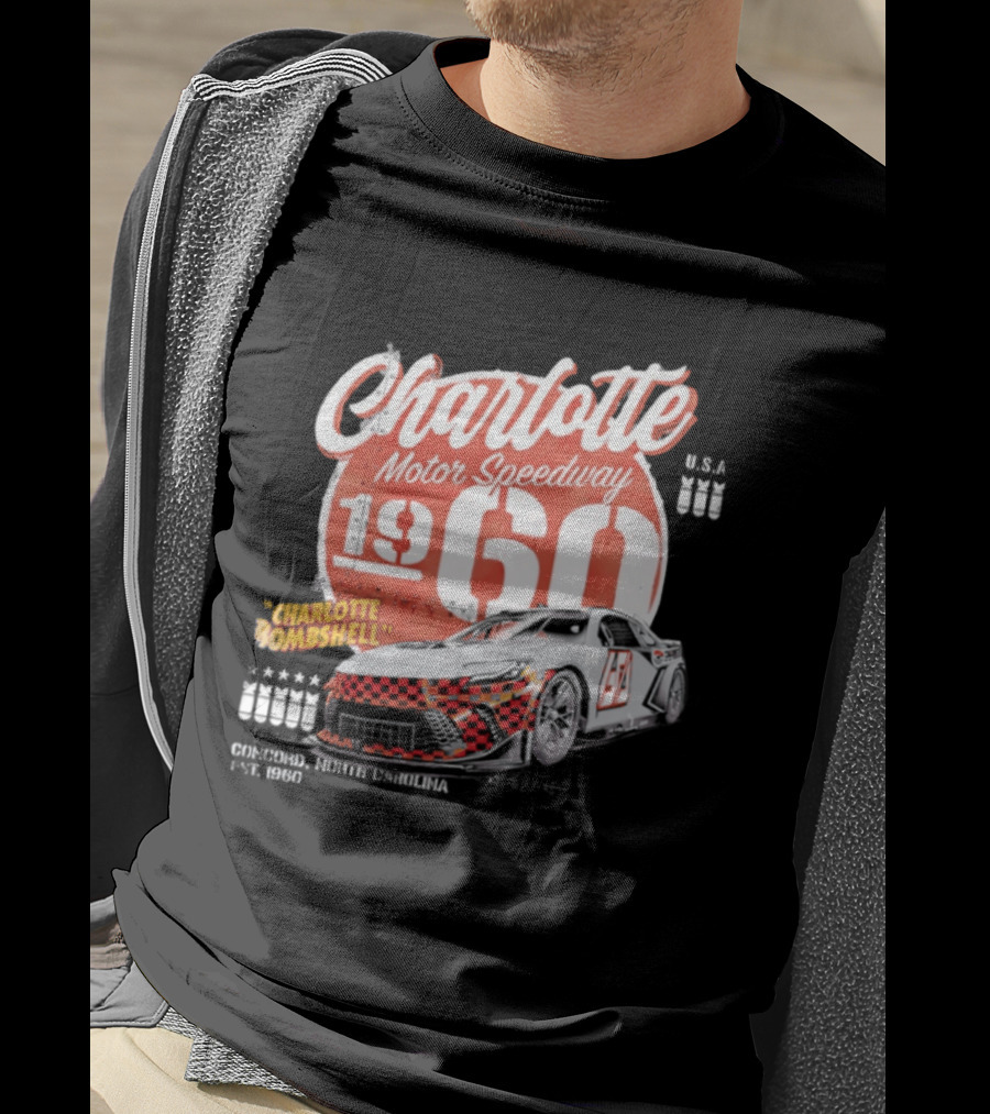 Charlotte Motor Speedway 1960 Bombshell Classic Racing USA T-Shirt