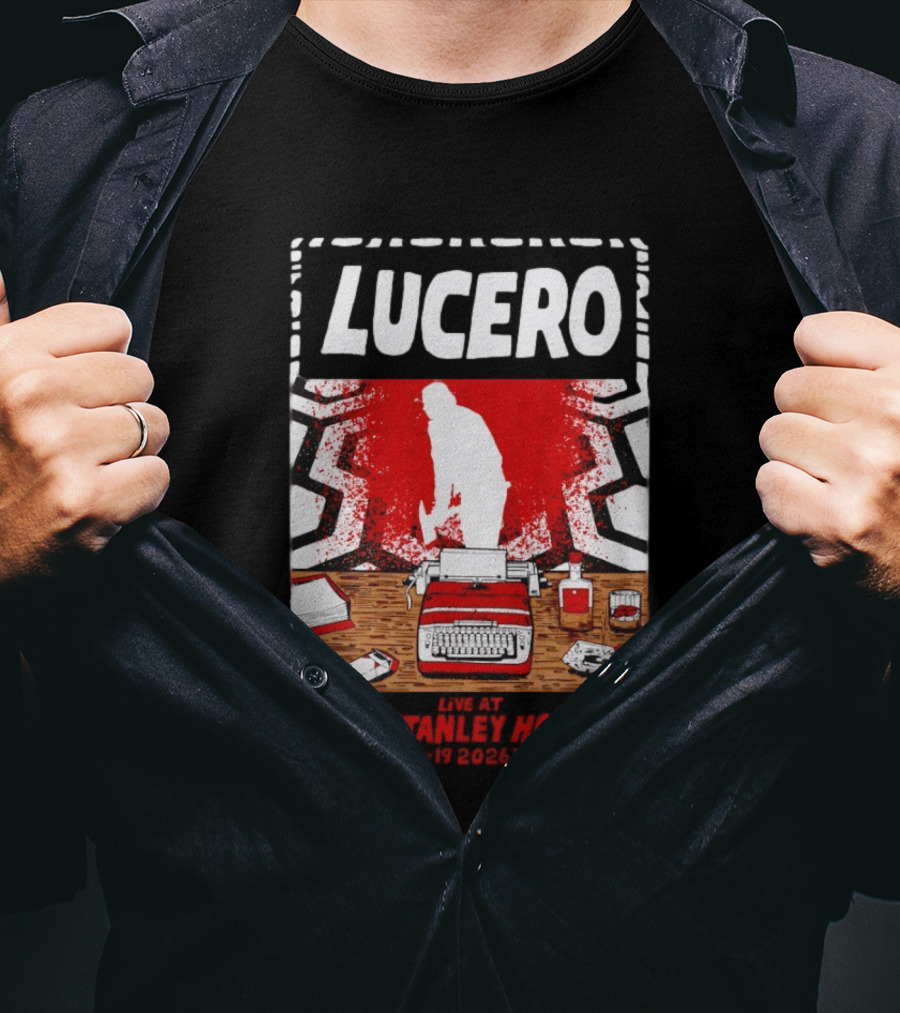 LUCERO Estes Park CO 2026 Red Typewriter Scene T-Shirt