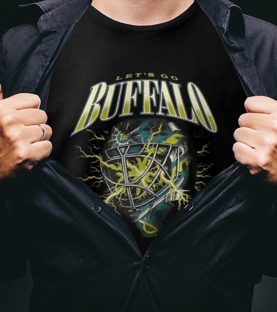 Buffalo Let's Go Lightning Helmet NHL Sabres T-Shirt