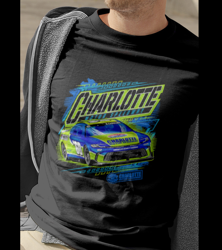 Charlotte Motor Speedway Neon Car Racing Experience T-Shirt