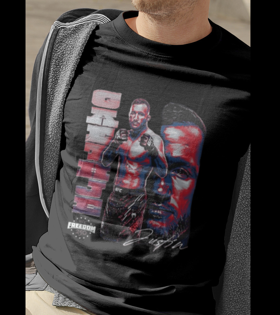 Justin Gaethje UFC Fighter Portrait And Name T-Shirt