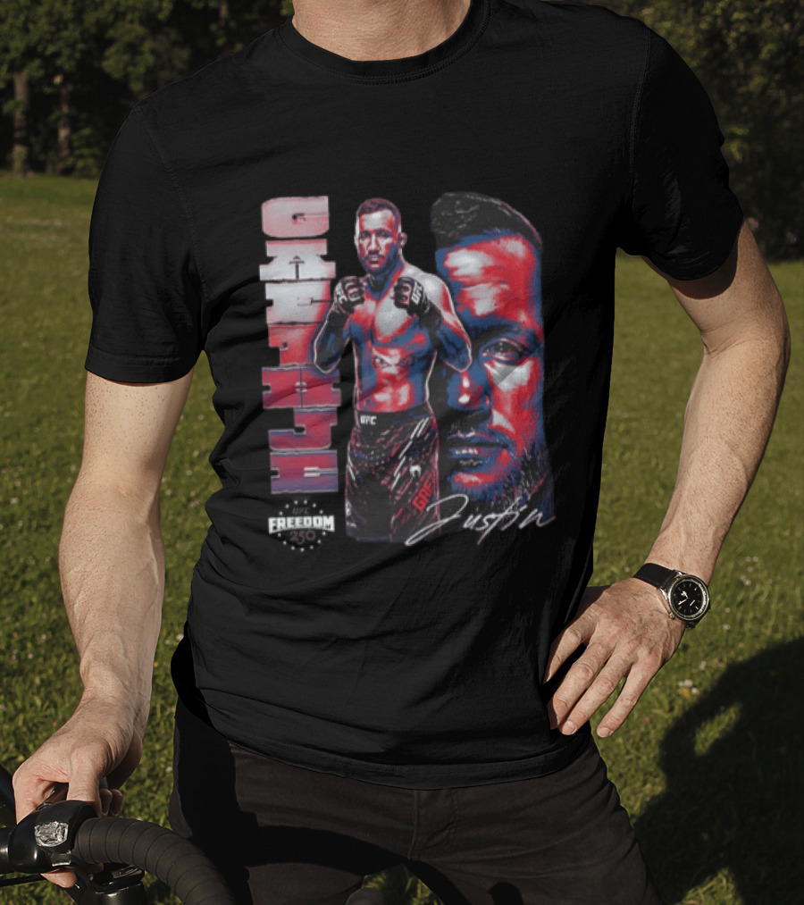 Justin Gaethje UFC Fighter Portrait And Name T-Shirt