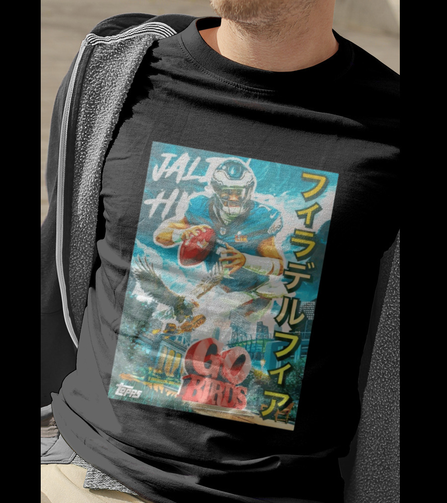 Jalen Hurts Philadelphia Eagles Go Birds Japanese Text Topps T-Shirt
