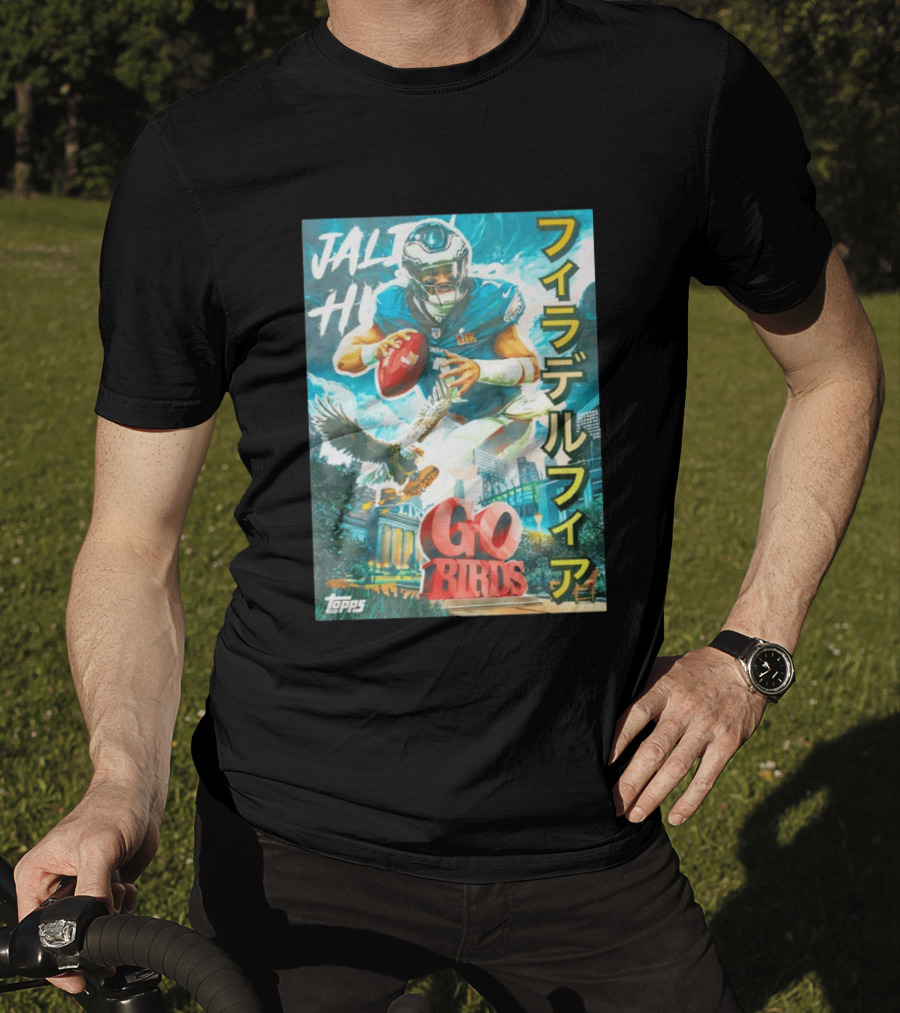 Jalen Hurts Philadelphia Eagles Go Birds Japanese Text Topps T-Shirt